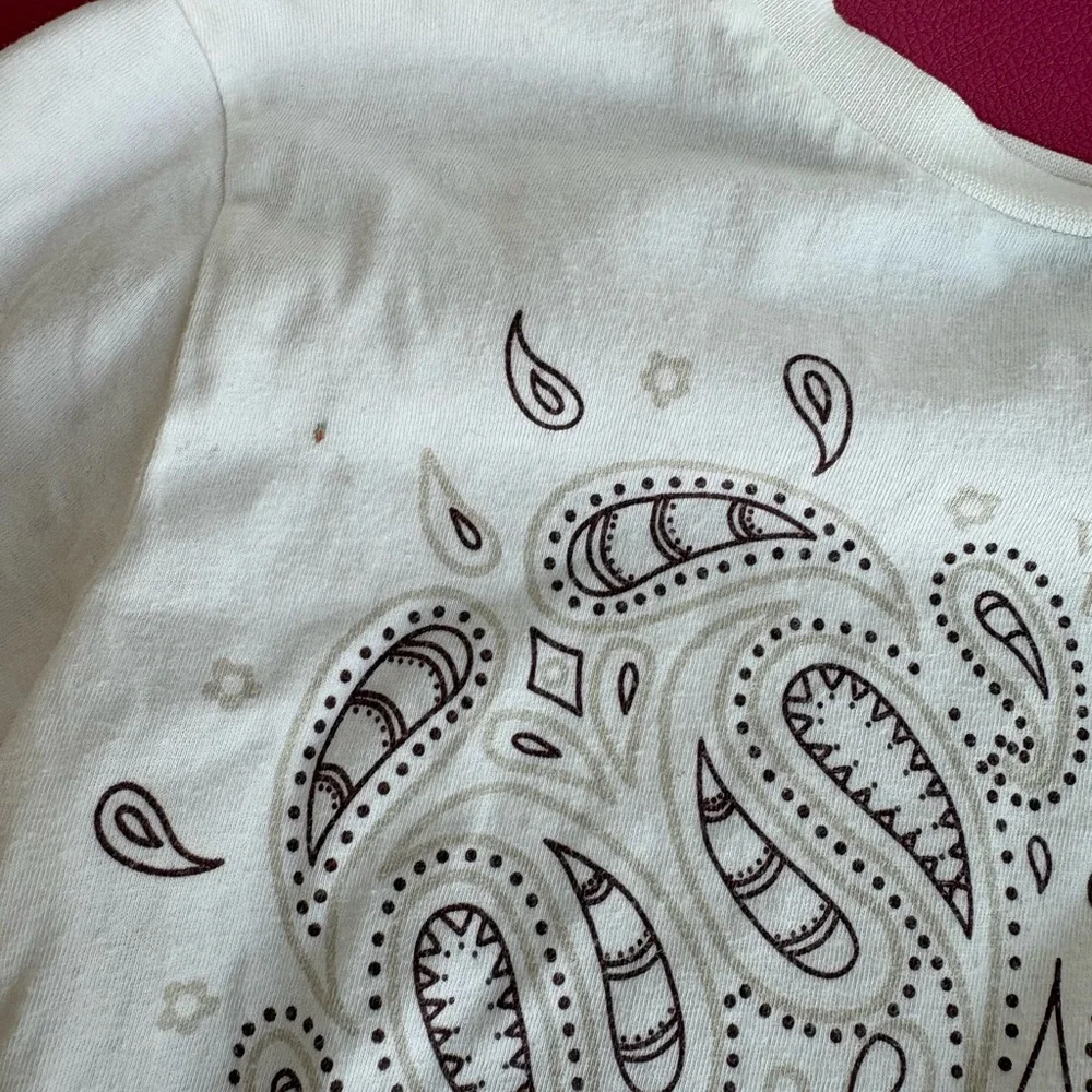 EleVenty White Graphic Tee with Brown Mandala Print